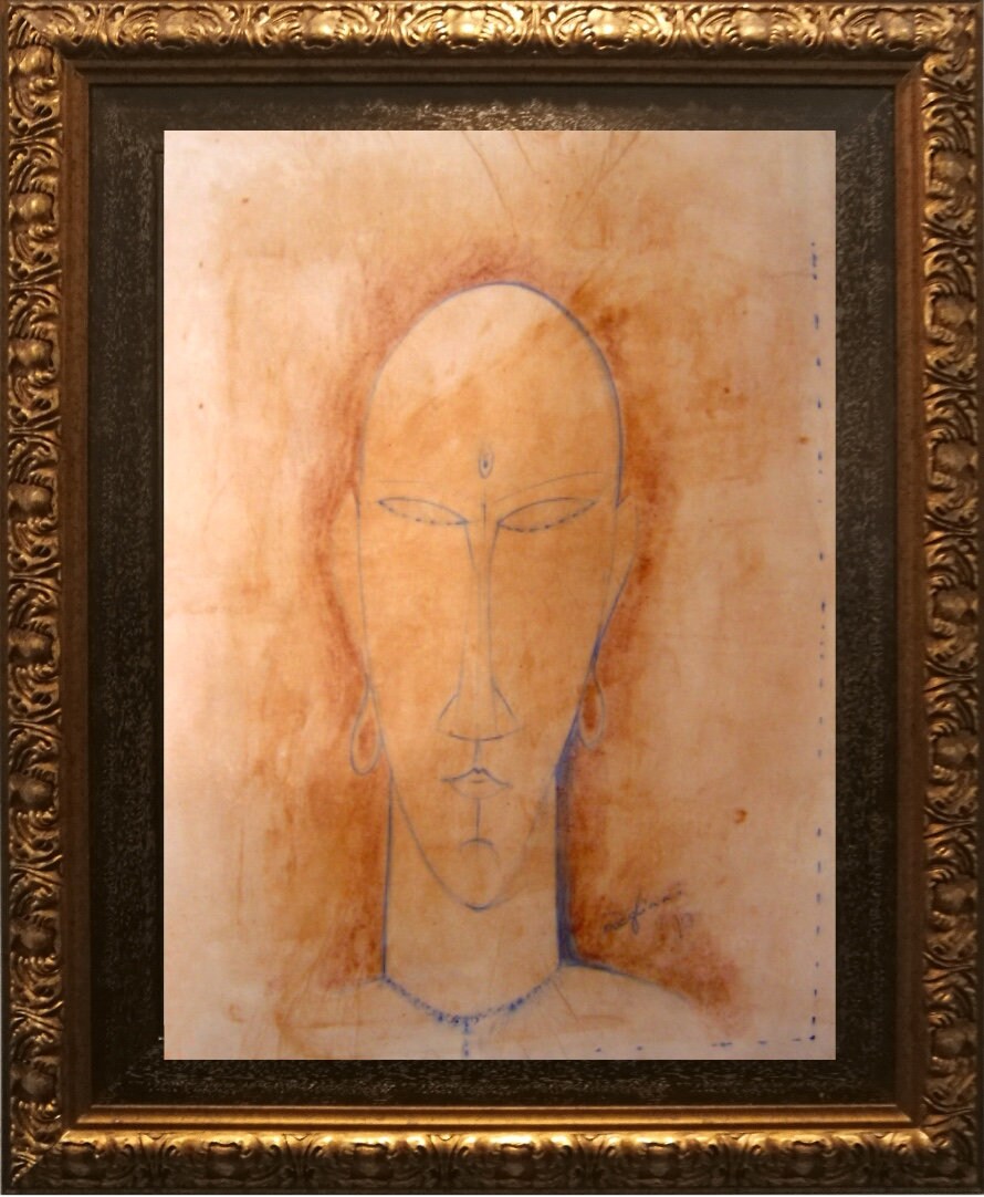 MODIGLIANI -ORIGINAL Watercolor and Pencil -Written pHD APPROVAL- Hand Signed Caryatid-Appraisal- Perfect signature- Striking.